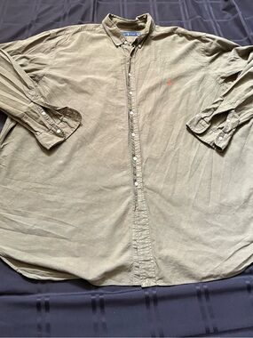 Polo Ralph Lauren Button Dress Shirt 4XLT TALL Green  OXFORD Pony